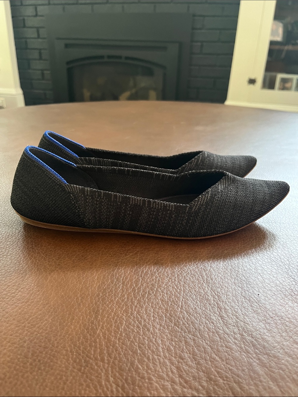 Rothy’s the point ballet flat heathered black 7